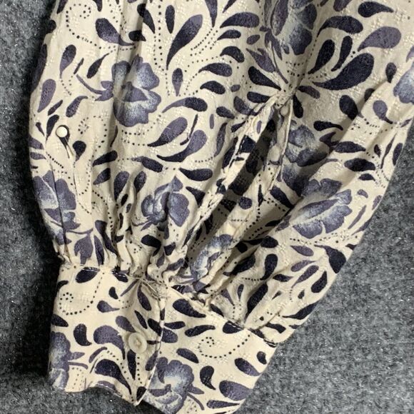 Hinge Airy Top Viscose Floral Women S Long Sleeve Pullover Notch V Neckline - Picture 12 of 13